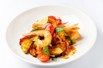 salad  with deep fried shrimps