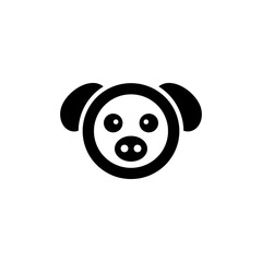 Logo Design Vector Round Face Pig with minimalist flat style in Color Black and white © ars