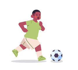 little african american boy playing football healthy lifestyle childhood concept full length