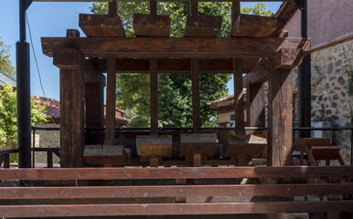 Ancient, wooden machine for the production of gunpowder (Central Macedonia, Greece)