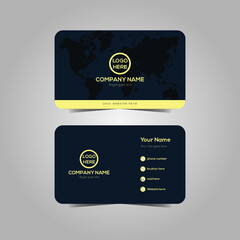 Modern business card with geometric world map black golden color. Premium quality business card.