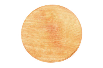 wooden round board isolated on white background.