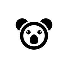 Logo Design Vector Round Face Koala with minimalist flat style in Color Black and white