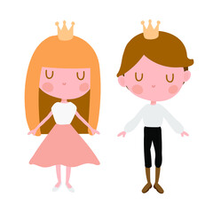 
cute little prince and princess on the white background