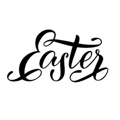Easter hand drawn lettering and calligraphy, isolated vector illustration