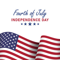 Fourth of July America Waving Flag, America Independence Day. Social Media Template