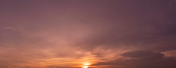 Beautiful view of sky with clouds at sunrise. Partly cloudy. Colorful sunset. Natural sky background texture, beautiful color.