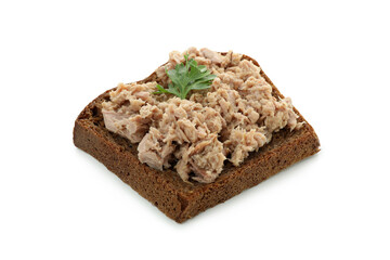 Sandwich with canned tuna isolated on white background
