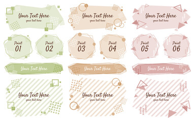 見出し・タイトル・アイキャッチに使える幾何学模様のフレームセット　アースカラー