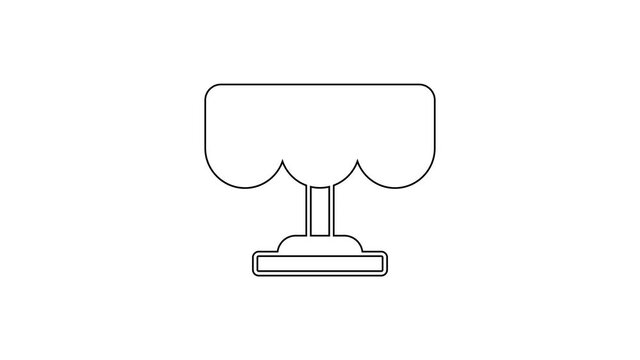 Black line Wooden table icon isolated on white background. Street cafe. 4K Video motion graphic animation