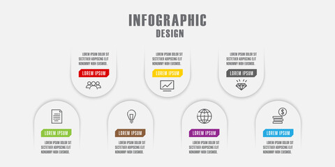 Vector infographic element process diagram. Business icon 7 step.