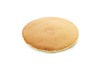Single tasty pancake isolated on white background - obrazy, fototapety, plakaty