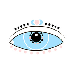 Esoteric Boho eye icon with moon and dot. Vector cartoon illustration isolated on white