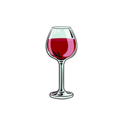 Vector illustration, glass of wine, isolated on white background design element, wine tasting sign.
