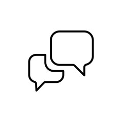 Chat and message or feedback linear icon in black. Dialog badge and communication outline sign. Isolated logo on white background. Social media illustration. Technical support symbol. Vector EPS 10 