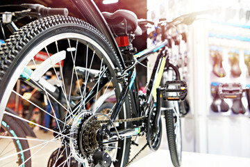 Bicycle in sport goods store