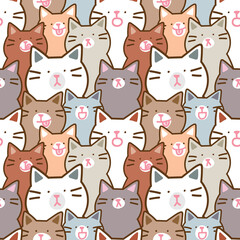 Seamless Pattern of Cartoon Cat Illustration Design