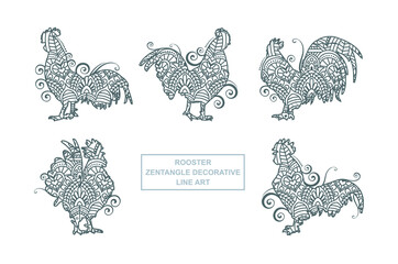 Fototapeta na wymiar Rooster Mandala Vector. Vintage decorative elements. Oriental pattern, vector illustration.