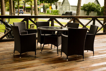 table and chairs in a restaurant