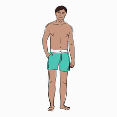 Guy in swimming trunks