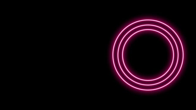 Glowing neon line Plate icon isolated on black background. Cutlery symbol. Restaurant sign. 4K Video motion graphic animation