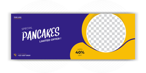 Pancakes Food Restaurant Social Media Instagram Post Facebook Cover Page Timeline Web Banner Template Design 