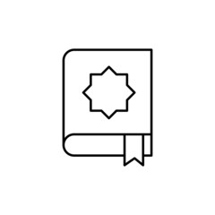 Quran, hadist icon in flat black line style, isolated on white background 