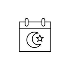 Ramadhan Calendar icon in flat black line style, isolated on white background 