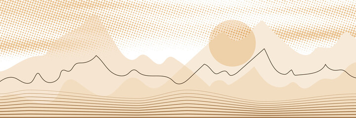Abstract landscape stylization, vector banner	