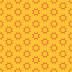 Bright background pattern with stars on a yellow background, wallpaper. Seamless pattern, texture. Vector image