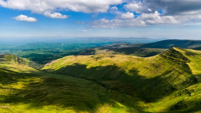 View from Pen y Fan on the Cribyn, Brecon Beacons, Wales, England