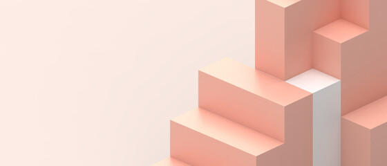 Creative idea Concept and Puzzle game with Geometric shapes on yellow background. banner ,art work, website, digital -3d Rendering