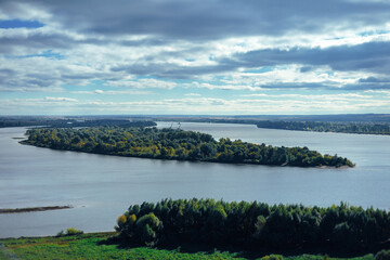 View of the island in the middle of the river