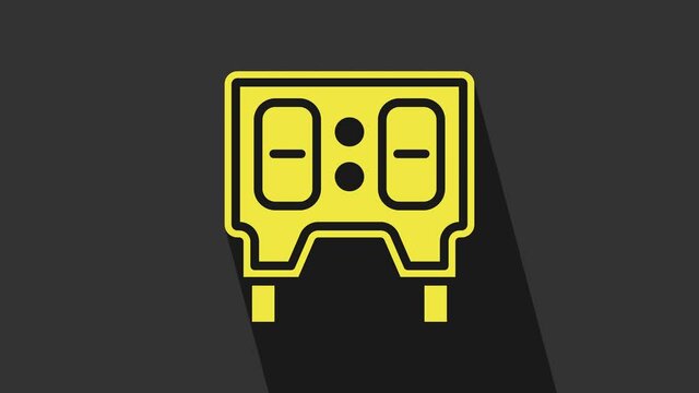 Yellow Sport baseball mechanical scoreboard and result display icon isolated on grey background. 4K Video motion graphic animation
