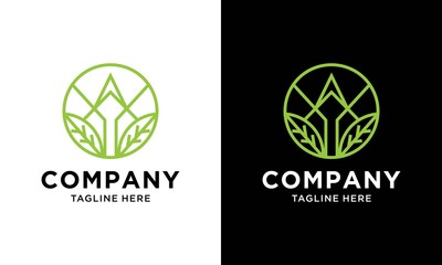 Abstract emblem logo flower in a circle in linear style. Monoline vector plant for design of natural products, flower shop, cosmetics, ecology concepts, health, spa, yoga center