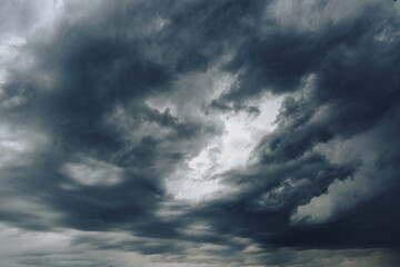 Gray storm clouds close up