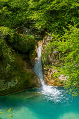 Waterfall in Urederra river (Baquedano, Navarra - Spain).