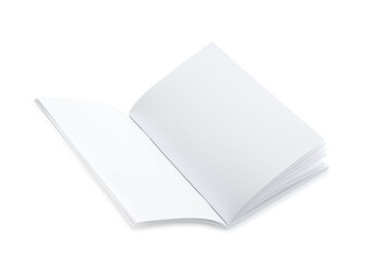 Open blank paper brochure isolated on white. Mockup for design