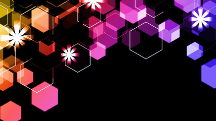 Abstract colorful background with polygons and flowers. Geometric shapes. Vector illustration. It can be used in the design of the cover, screen saver, book design, poster, flyer, CD cover, website ba