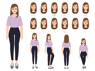 Character for animation mouth and face cute businesswoman.