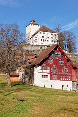 Fototapeta na wymiar Schlangenhaus and Werdenberg Castle