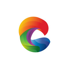 Vector Logo Initial letter C with gradient colorful