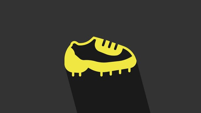 Yellow Baseball boot icon isolated on grey background. 4K Video motion graphic animation