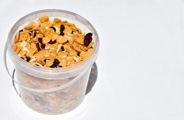 cornflake and grains on the white background