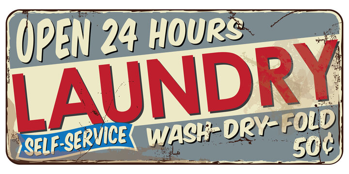 Vintage Laundry Signboard. Vector Grungy Banner.