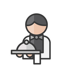 Male waiter avatar. Restaurant services character. Profile user, person, people icon. Vector illustration