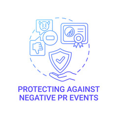Protecting against negative PR events concept icon. Strong brand abstract idea thin line illustration. Impact brand reputation. Positive marketing campaign. Vector isolated outline color drawing