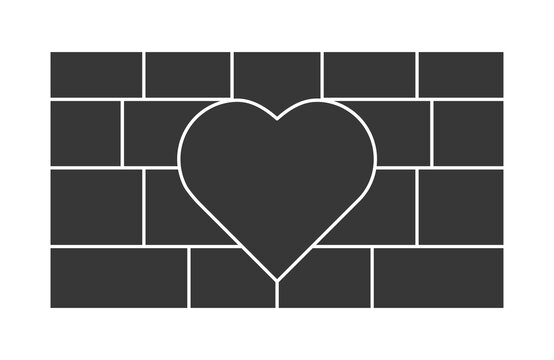 Heart photo collage frames template. Family photo collage frames template for interior design. Vector collage layout for photo montage. Template with 18 fields. Wall family template.