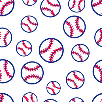 Seamless pattern with baseball softball ball graphics