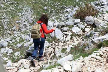 Obraz premium Trekking excursion in the National Park of Abruzzo, Lazio and Molise